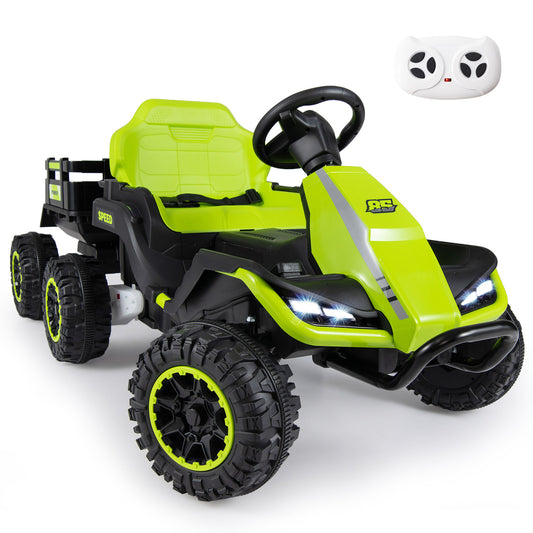 24V Ride On Tractor With Detachable Trailer, Music, Green Powered Ride On Toys Green at Gallery Canada