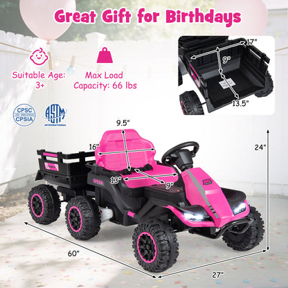 24V Ride On Tractor With Detachable Trailer, Pink Powered Ride On Toys at Gallery Canada