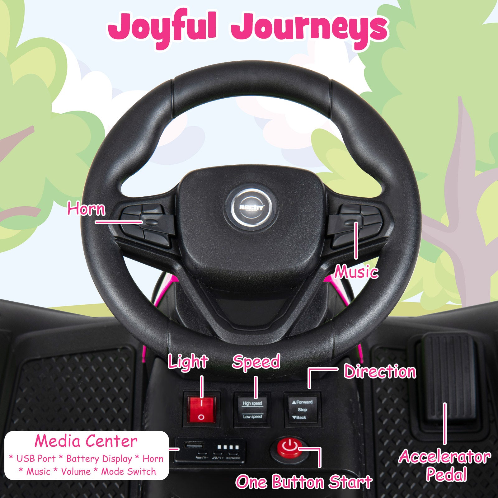 24V Ride On Tractor With Detachable Trailer, Pink Powered Ride On Toys at Gallery Canada