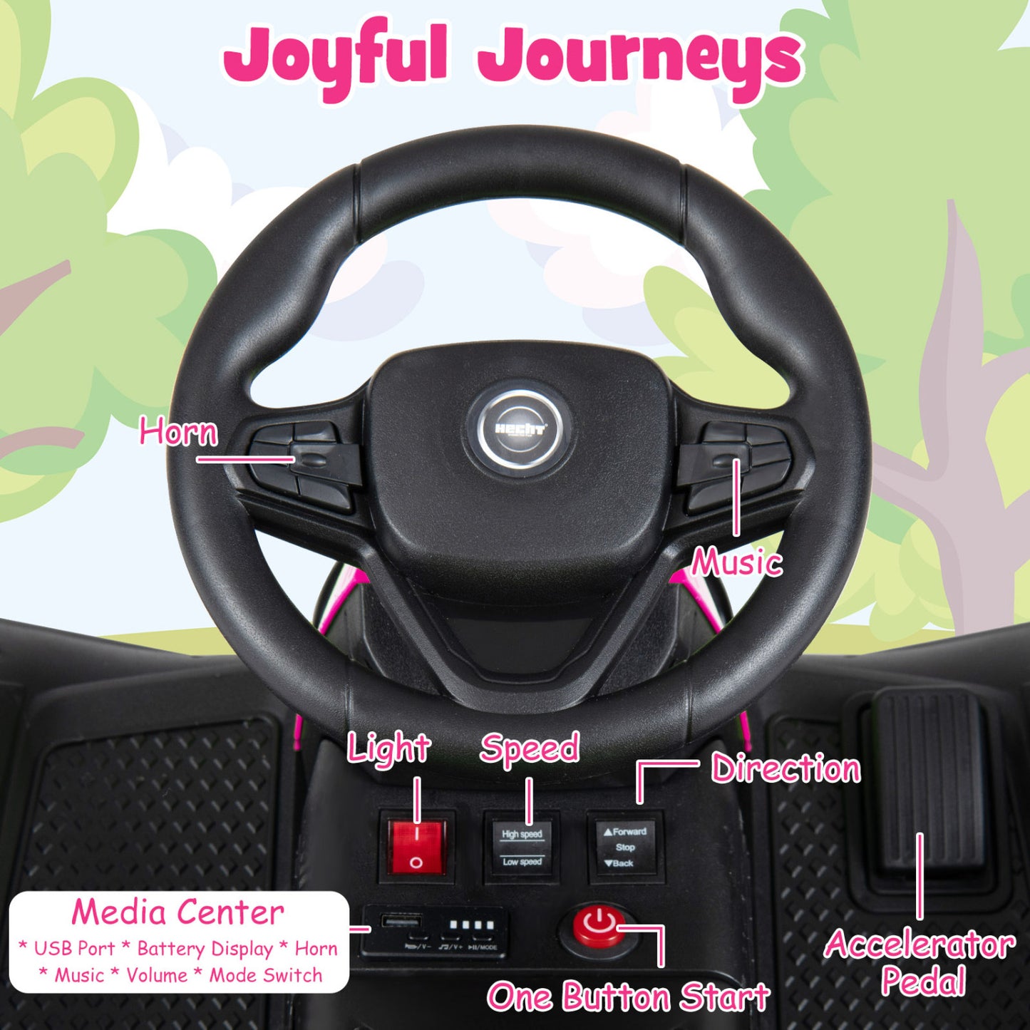 24V Ride On Tractor With Detachable Trailer, Pink Powered Ride On Toys at Gallery Canada