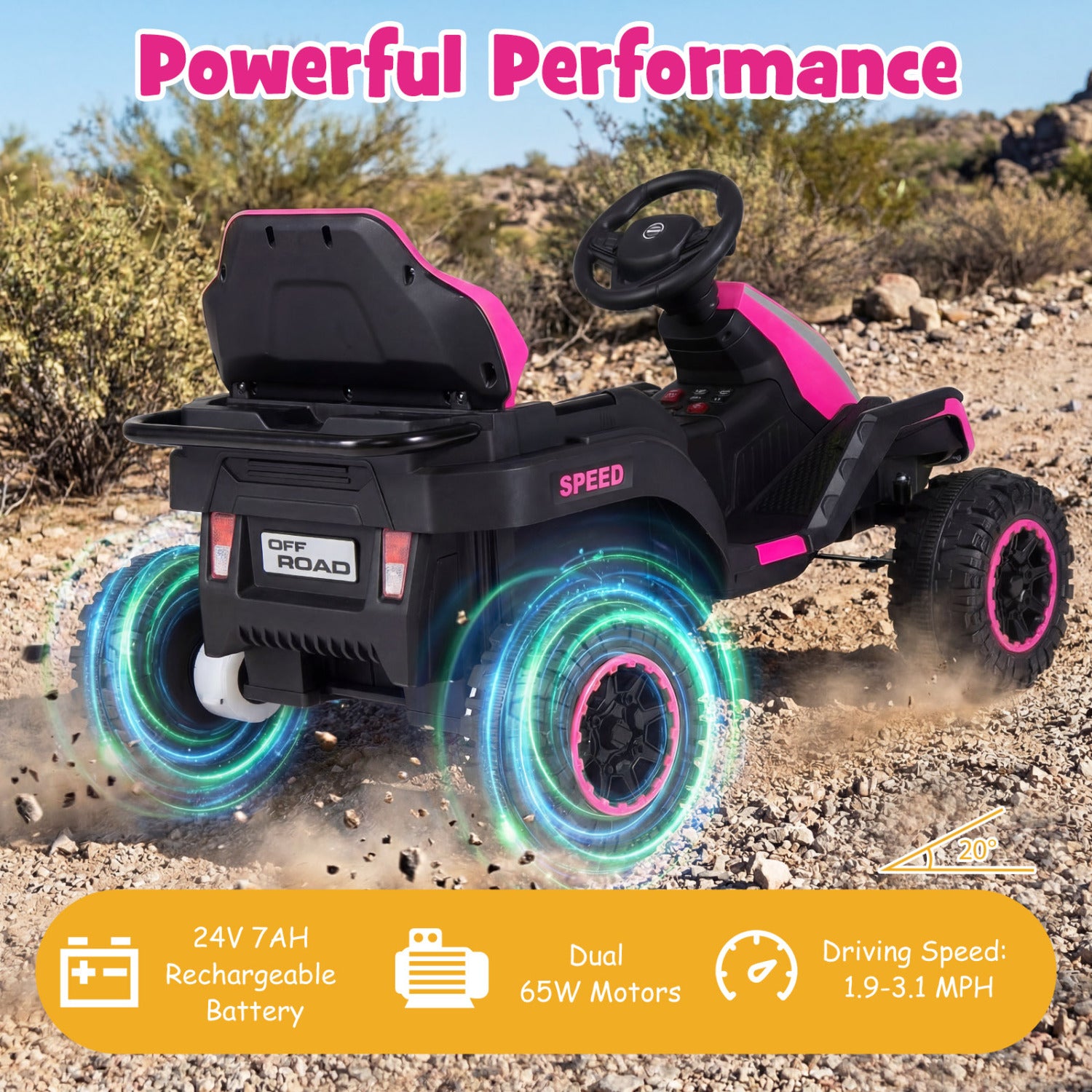 24V Ride On Tractor With Detachable Trailer, Pink Powered Ride On Toys at Gallery Canada