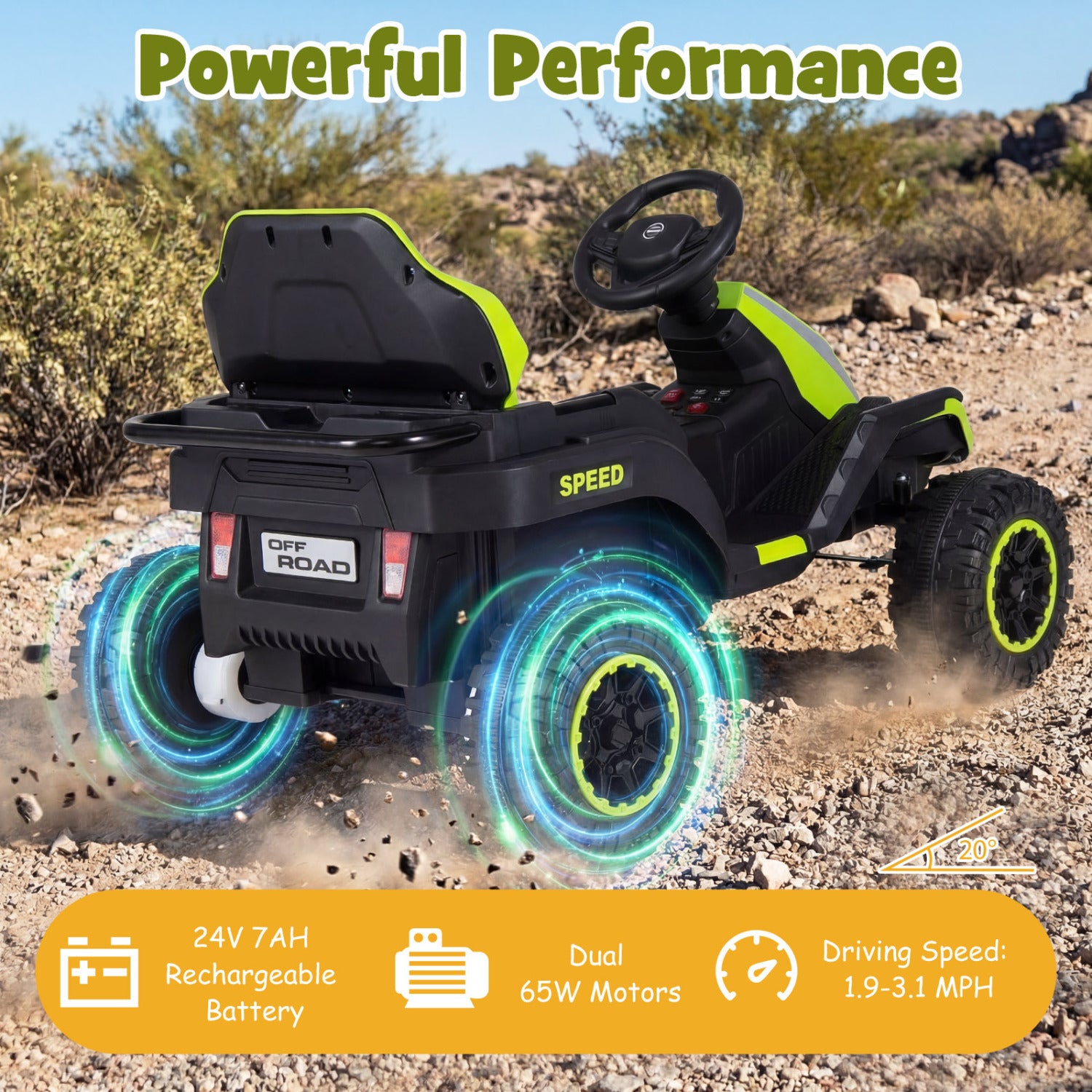 24V Ride On Tractor With Detachable Trailer, Music, Green Powered Ride On Toys at Gallery Canada