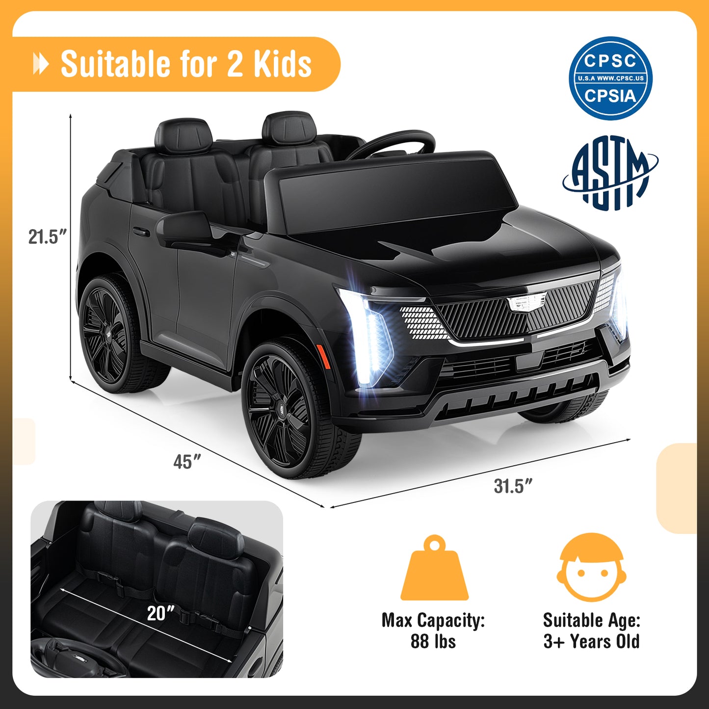 24V Ride On Truck, 2-Seater, Licensed, Remote Control, Black Powered Ride On Toys at Gallery Canada
