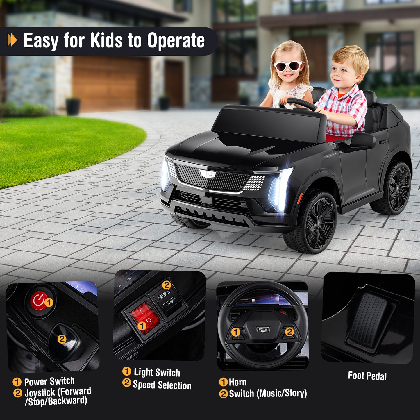 24V Ride On Truck, 2-Seater, Licensed, Remote Control, Black Powered Ride On Toys at Gallery Canada
