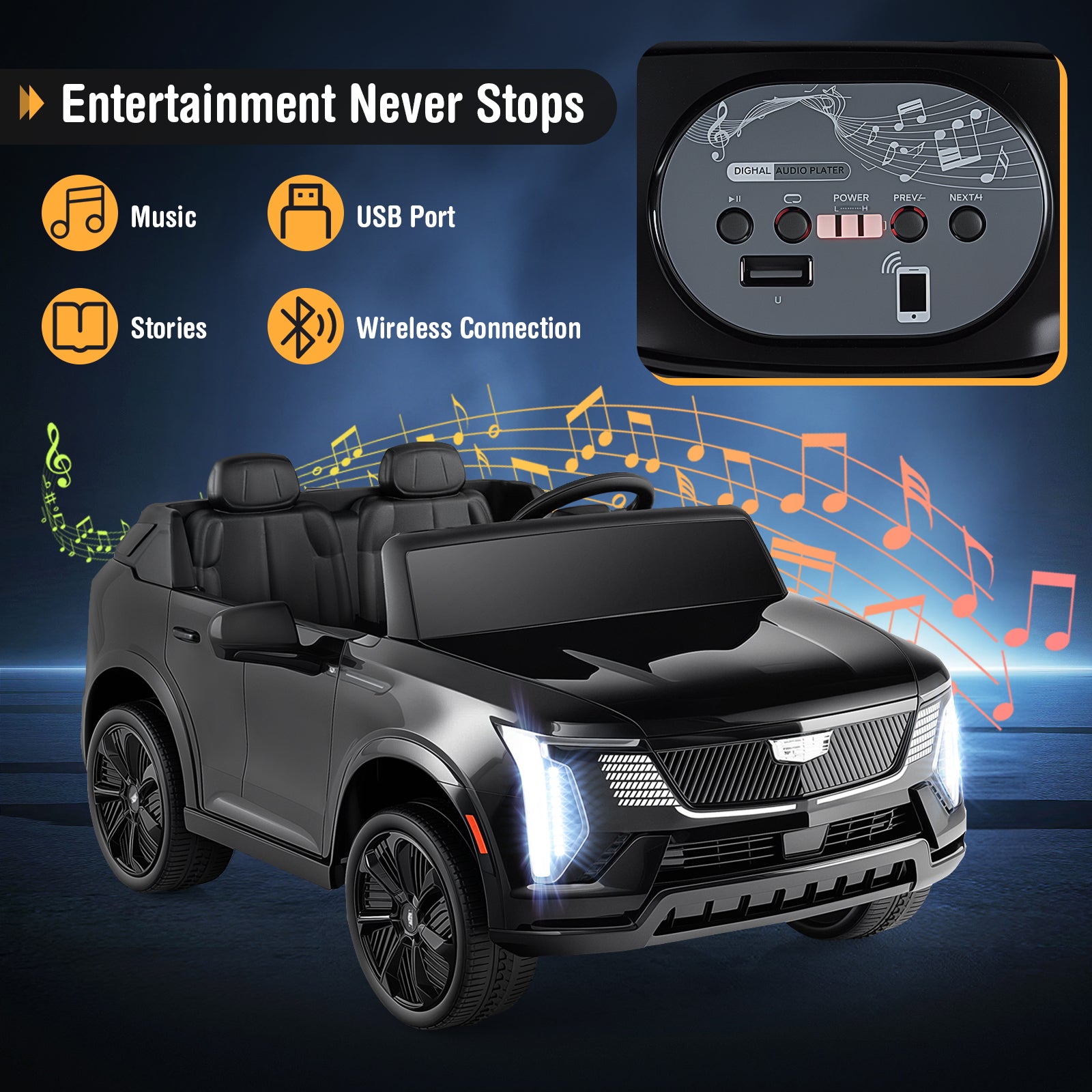 24V Ride On Truck, 2-Seater, Licensed, Remote Control, Black Powered Ride On Toys at Gallery Canada