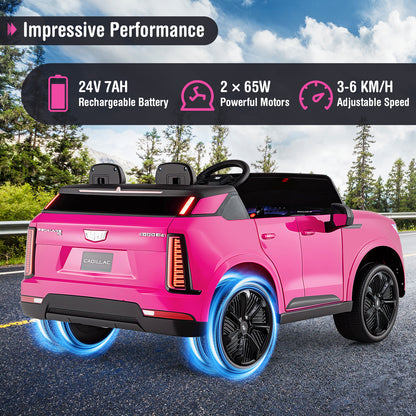 24V Ride on Truck 2-Seater Licensed Cadillac with Remote Control, Pink Powered Ride On Toys at Gallery Canada