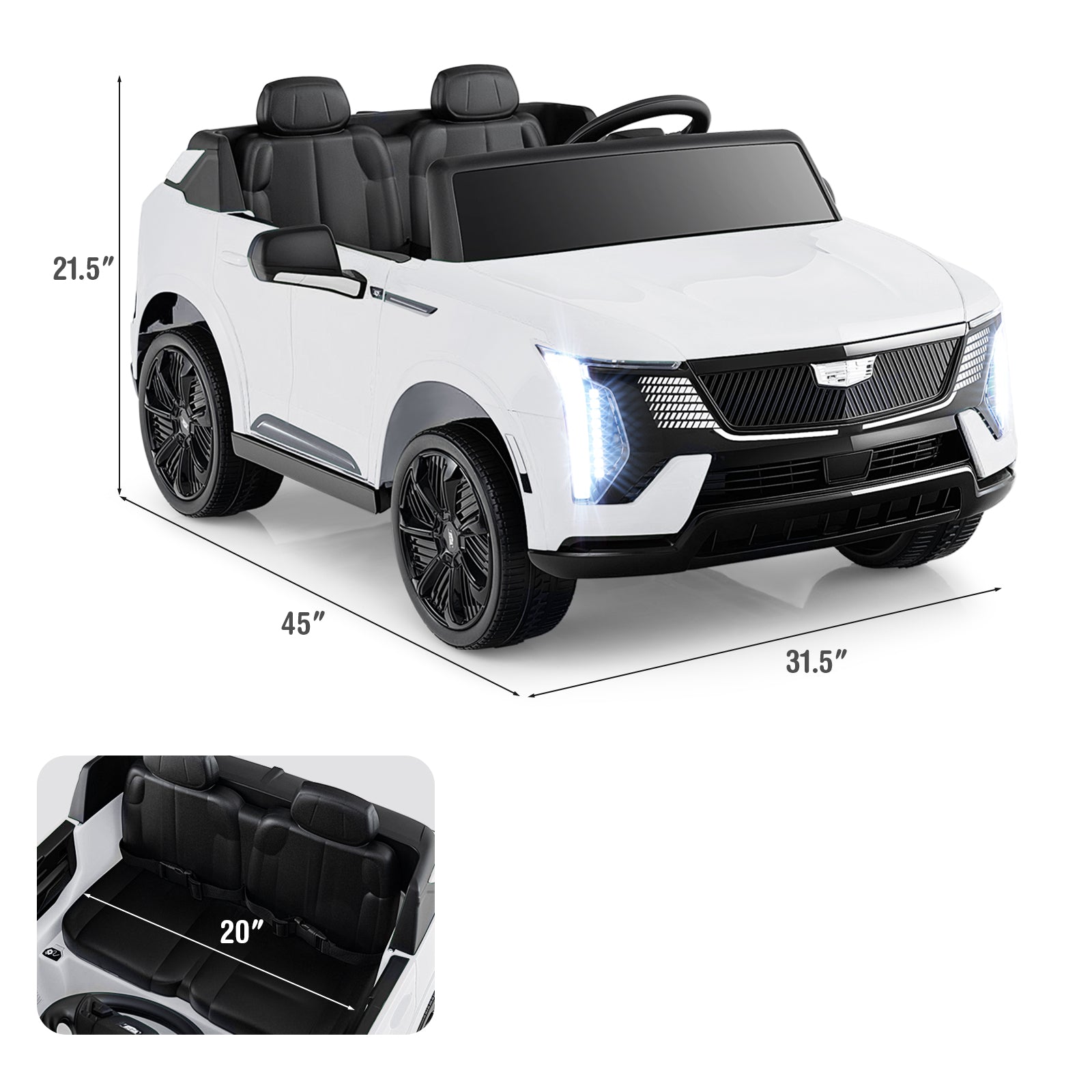 24V Ride On Truck, 2-Seater, Remote Control, White Powered Ride On Toys at Gallery Canada