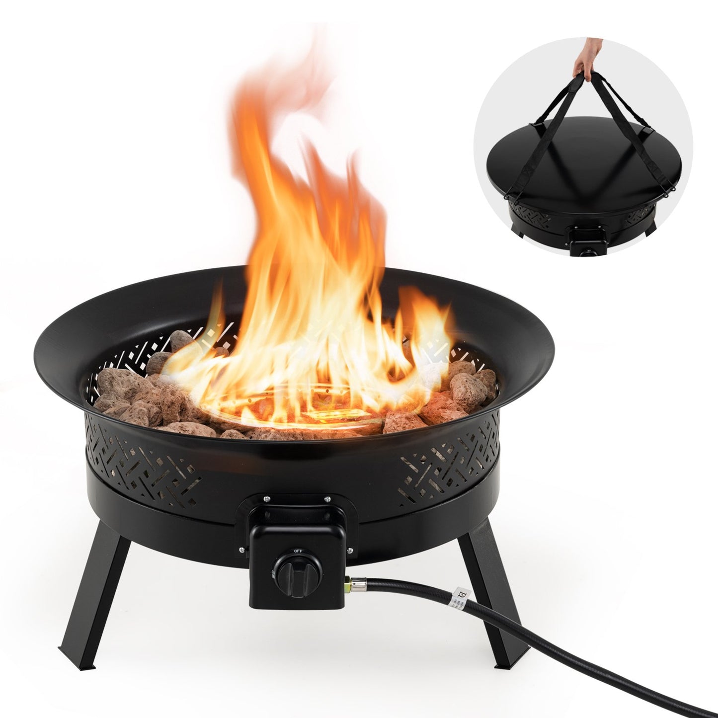 24.5 Inch Portable Propane Fire Pit with Carry Strap and Folding Legs Fire Pit Tables at Gallery Canada