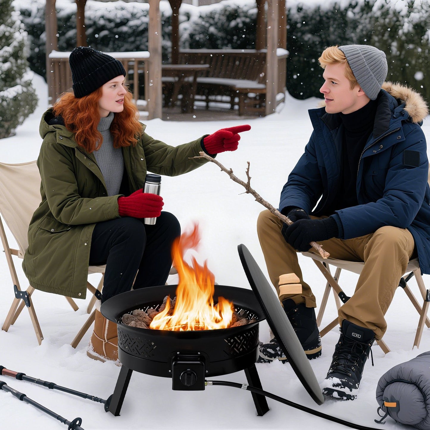 24.5 Inch Portable Propane Fire Pit with Carry Strap and Folding Legs Fire Pit Tables at Gallery Canada