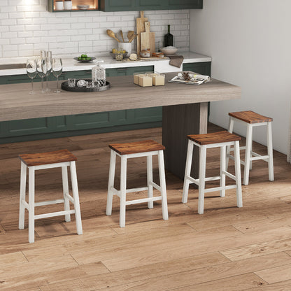 Set 4 Saddle Bar Stools with Footrests, Walnut