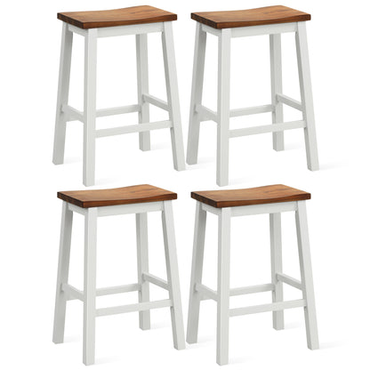 Set 4 Saddle Bar Stools with Footrests, Walnut