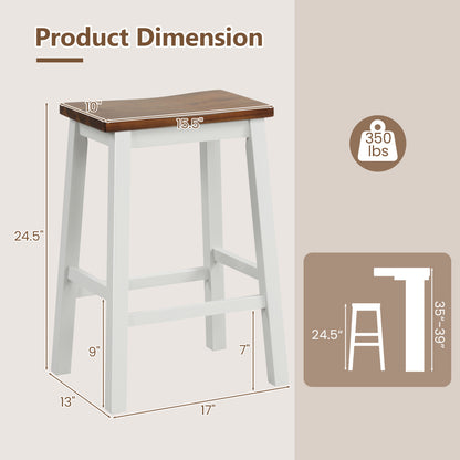 Set 4 Saddle Bar Stools with Footrests, Walnut