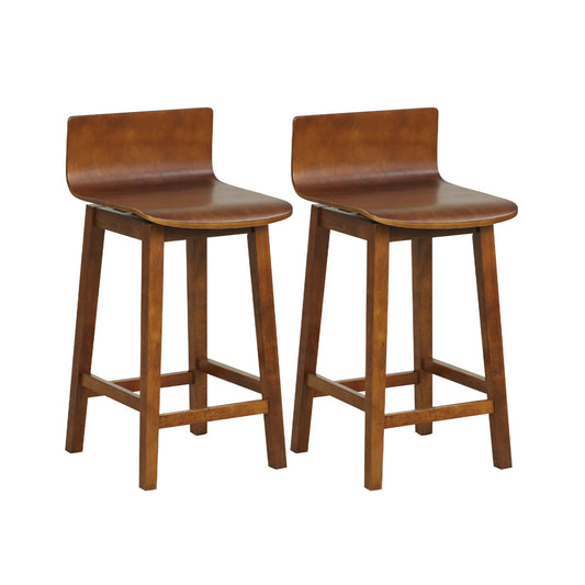 24.5 Inch Swivel Wooden Bar Stools, Set of 2, Walnut Bar Stools Walnut at Gallery Canada