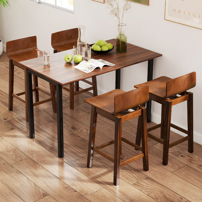 24.5 Inch Swivel Wooden Bar Stools, Set of 2, Walnut Bar Stools at Gallery Canada