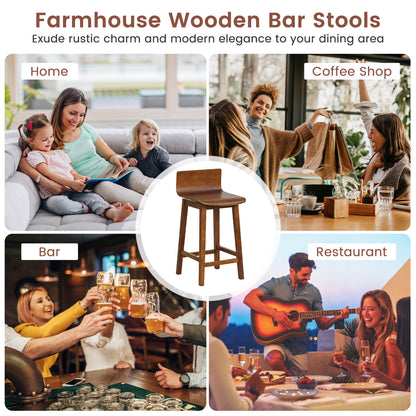 24.5 Inch Swivel Wooden Bar Stools, Set of 2, Walnut Bar Stools at Gallery Canada