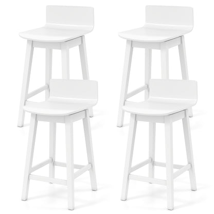 24.5 Inch Swivel Wooden Bar Stools Set of 4 with Rubber Wood Legs and Low Back, White Bar Stools at Gallery Canada