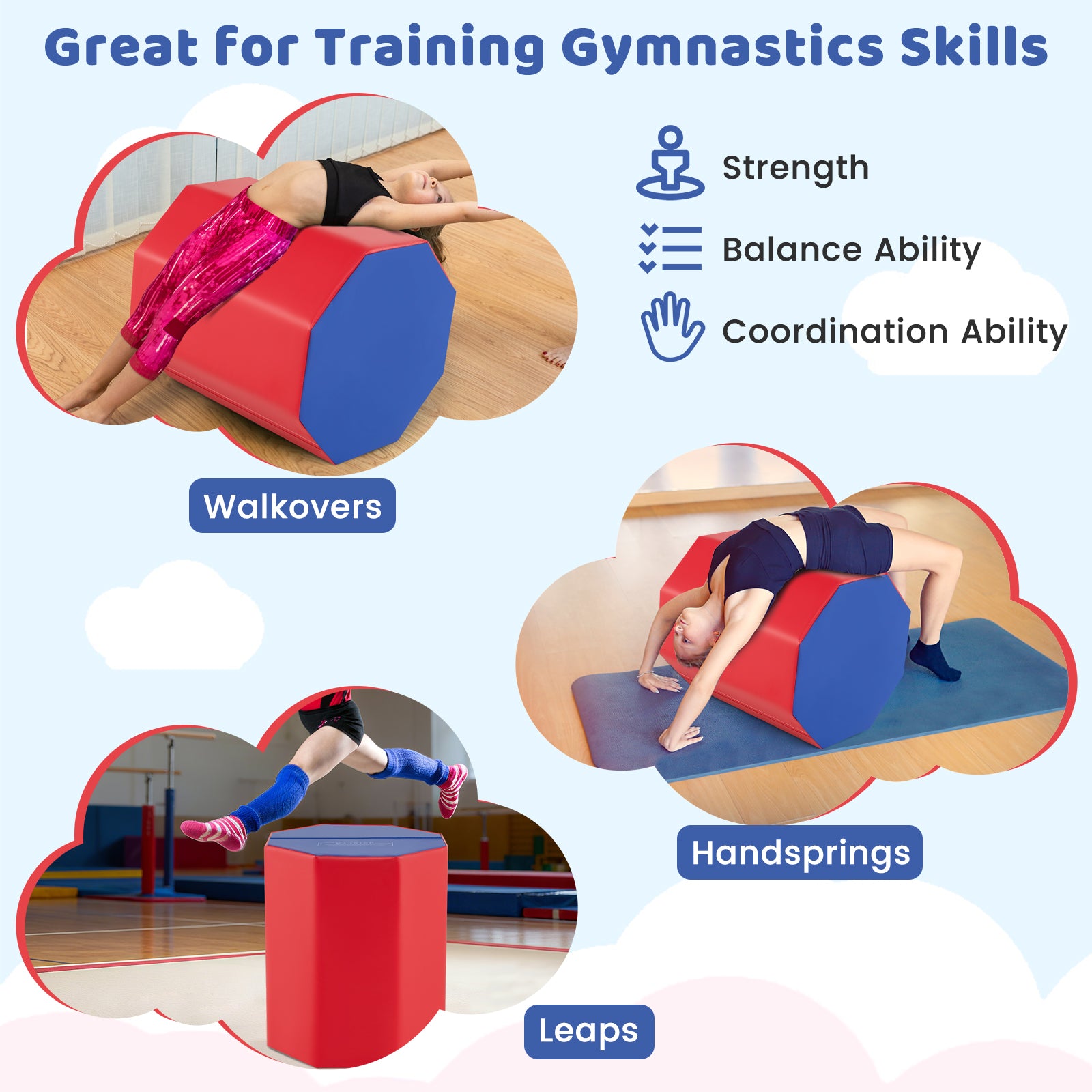 24.5 Inch x 24.5 Inch Octagon Gymnastics Mat with Waterproof Zippered Cover, Red Yoga & Gym Mats at Gallery Canada