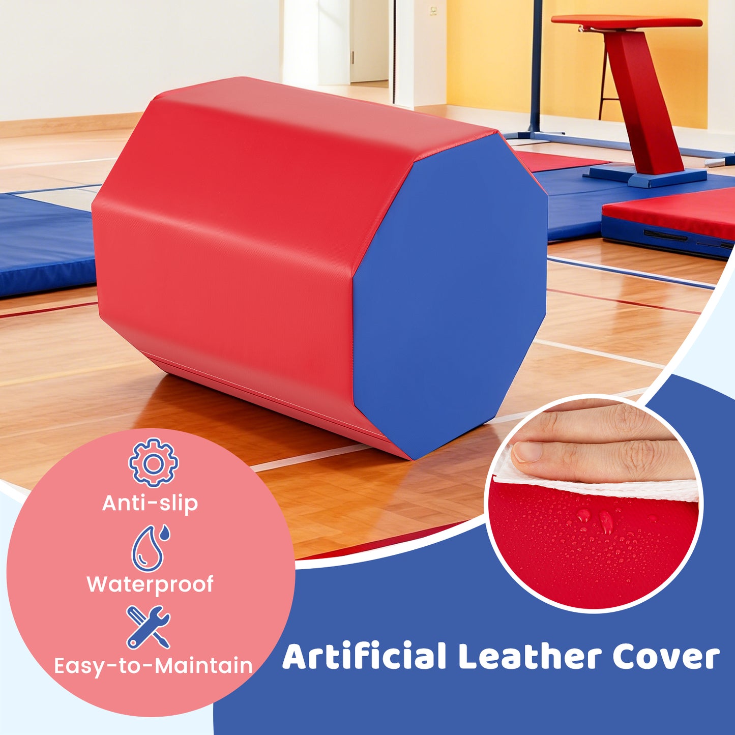 24.5 Inch x 24.5 Inch Octagon Gymnastics Mat with Waterproof Zippered Cover, Red Yoga & Gym Mats at Gallery Canada