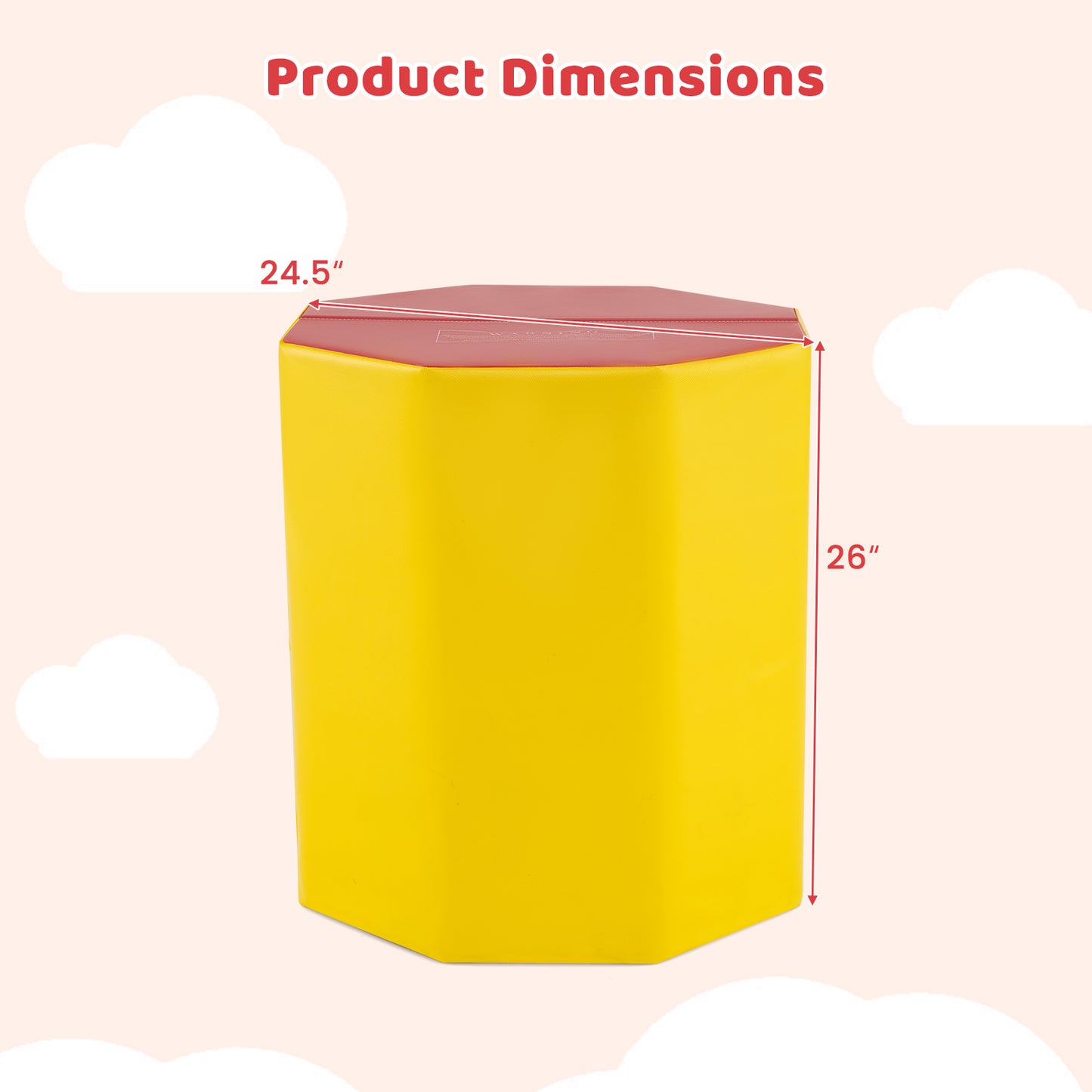 24.5 Inch x 24.5 Inch Octagon Gymnastics Mat with Waterproof Zippered Cover, Yellow Yoga & Gym Mats at Gallery Canada