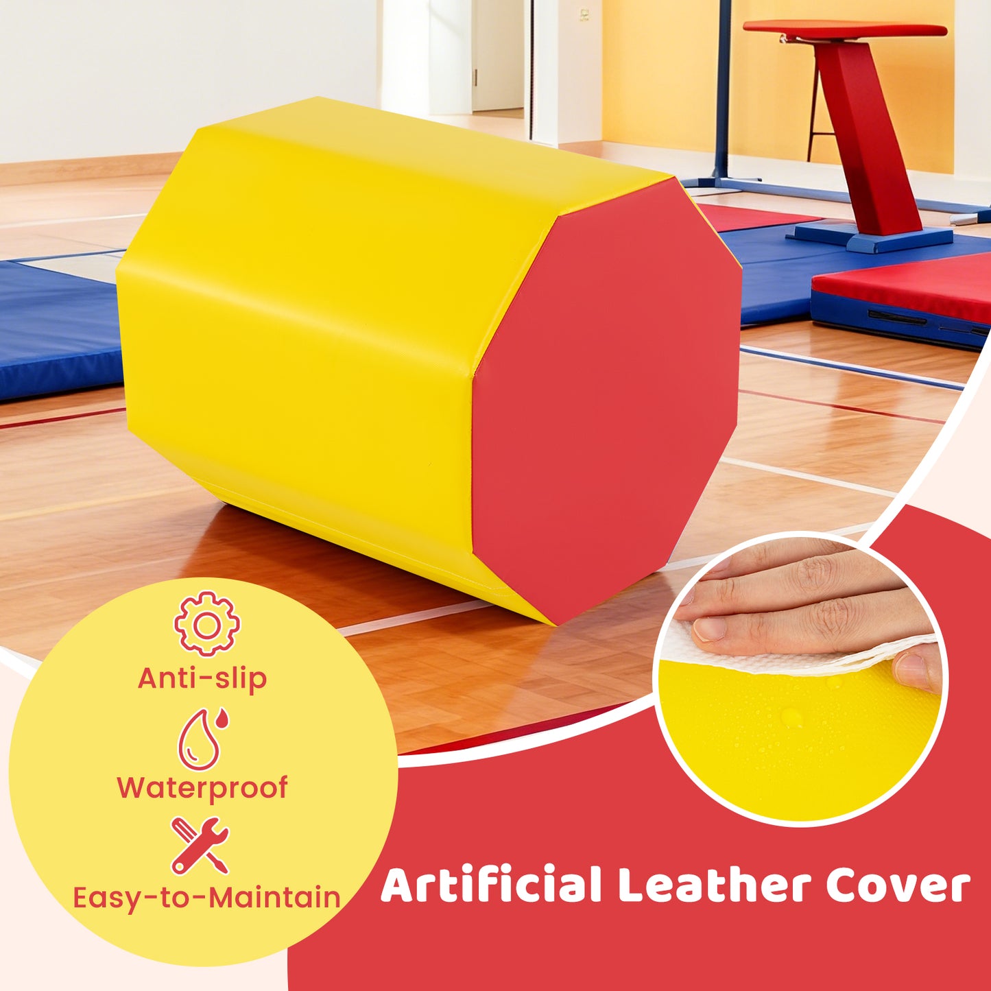 24.5 Inch x 24.5 Inch Octagon Gymnastics Mat with Waterproof Zippered Cover, Yellow Yoga & Gym Mats at Gallery Canada