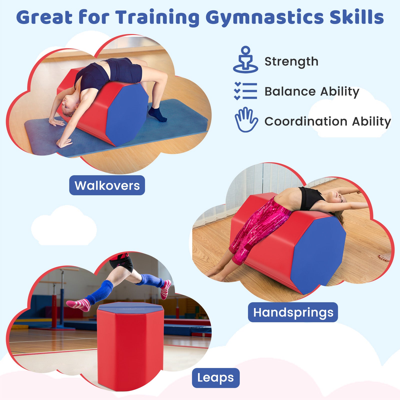 24.5 Inch Octagon Gymnastics Mat, Waterproof Zippered Cover, Red Yoga & Gym Mats at Gallery Canada