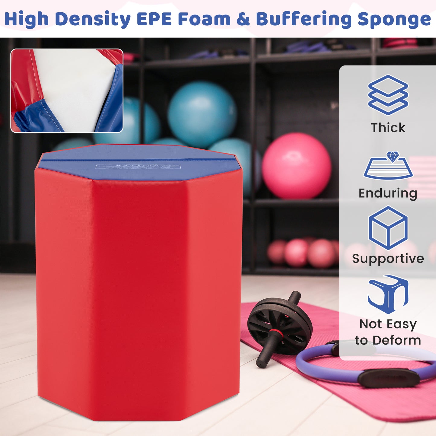 24.5 Inch Octagon Gymnastics Mat, Waterproof Zippered Cover, Red Yoga & Gym Mats at Gallery Canada