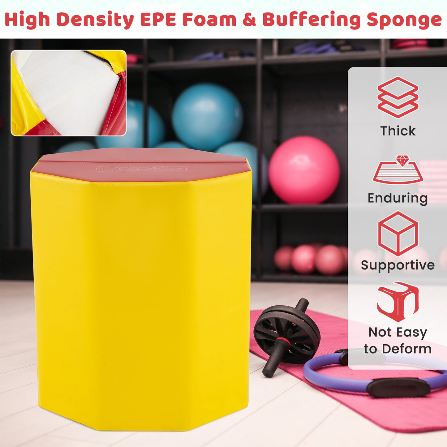 24.5 Inch Octagon Gymnastics Mat, Waterproof Zippered Cover, Yellow Yoga & Gym Mats at Gallery Canada
