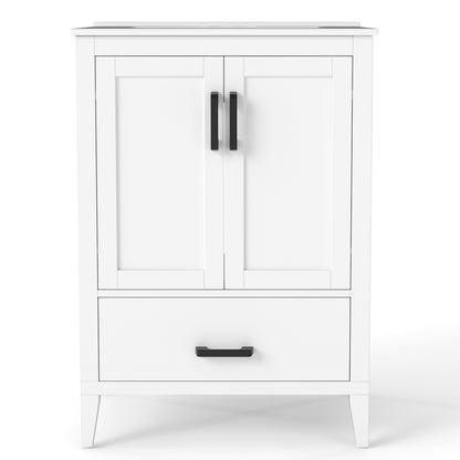 24.5" Modern Bathroom Vanity With Sink, 2 Doors And Drawer, White