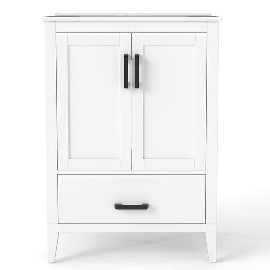24.5" Modern Bathroom Vanity With Sink, 2 Doors And Drawer, White Floor Cabinets White at Gallery Canada