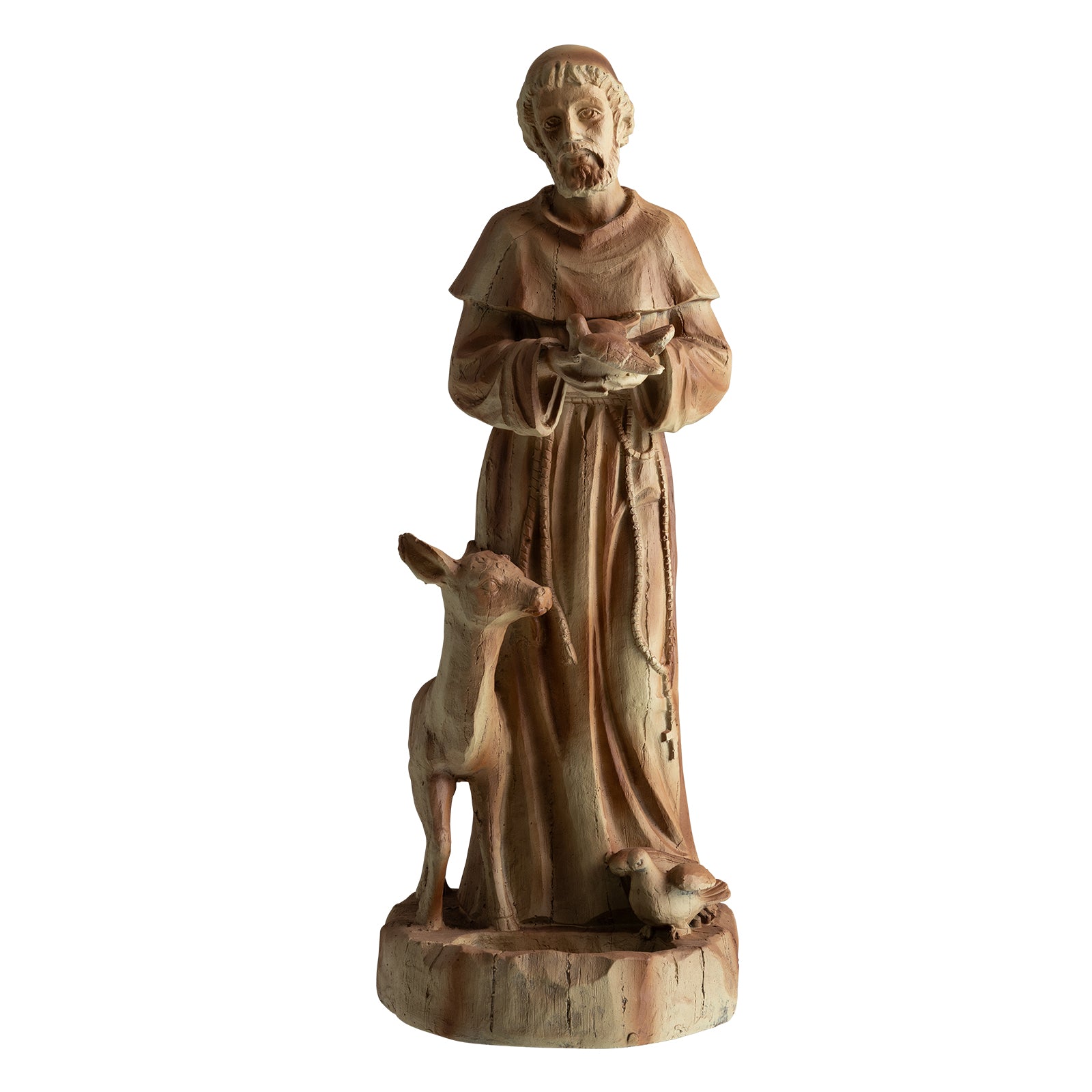 24.5 Inch Saint Francis Statue With Bird Feeder, Brown Outdoor Decor Rustic Brown at Gallery Canada