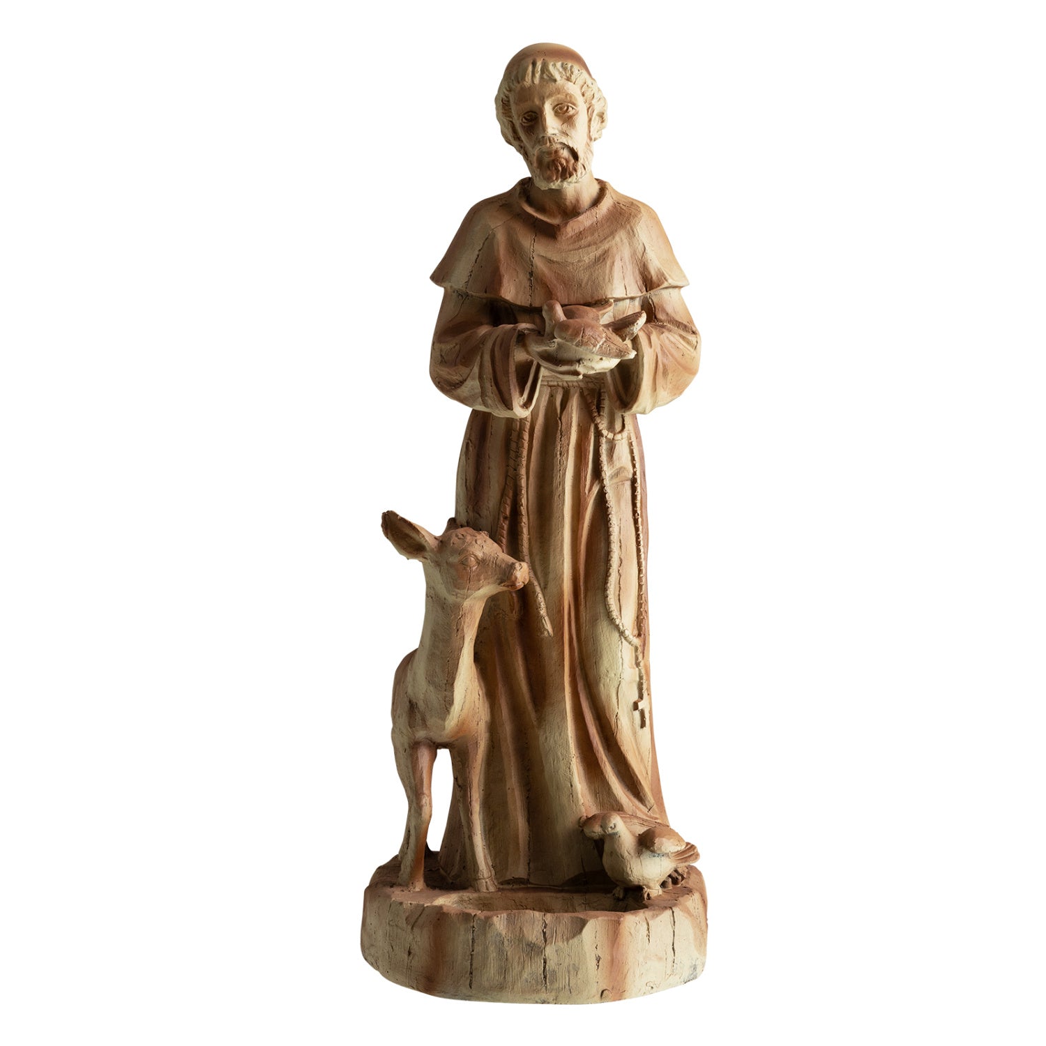 24.5 Inch Saint Francis Statue With Bird Feeder, Brown Outdoor Decor Rustic Brown at Gallery Canada