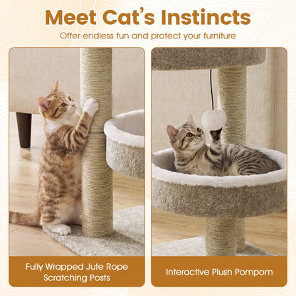 24 Cat Tower, 2 Plush Perches, Scratching Posts, Dangling Ball Cat Trees Condos & Scratchers at Gallery Canada