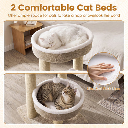 24 Cat Tower, 2 Plush Perches, Scratching Posts, Dangling Ball Cat Trees Condos & Scratchers at Gallery Canada