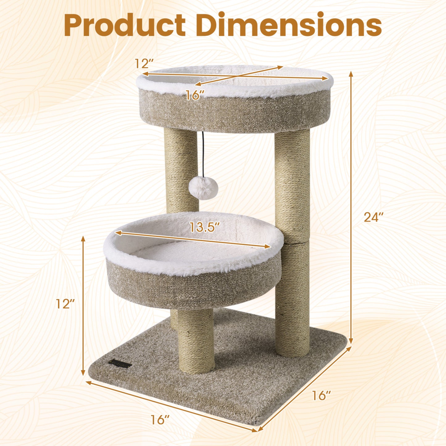 24 Cat Tower, 2 Plush Perches, Scratching Posts, Dangling Ball Cat Trees Condos & Scratchers at Gallery Canada