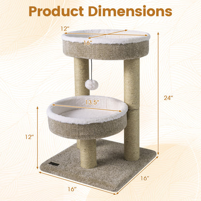24 Cat Tower, 2 Plush Perches, Scratching Posts, Dangling Ball Cat Trees Condos & Scratchers at Gallery Canada