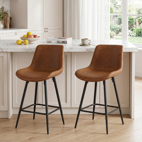 24 Inch Bar Stools Set Of 2, Brown