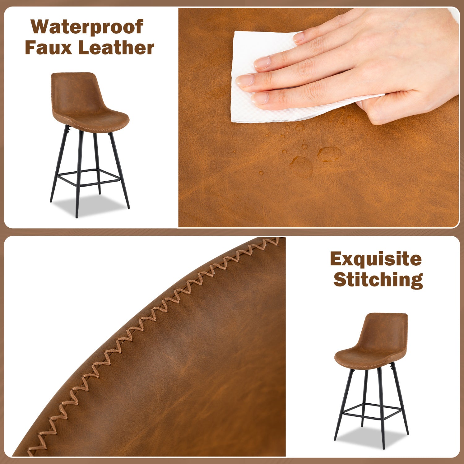 24 Inch Bar Stools Set Of 2, Brown Bar Stools at Gallery Canada