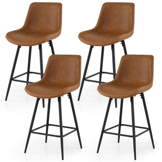 24 Inch Bar Stools Set Of 4, With Backs And Footrests, Brown Bar Stools Brown at Gallery Canada