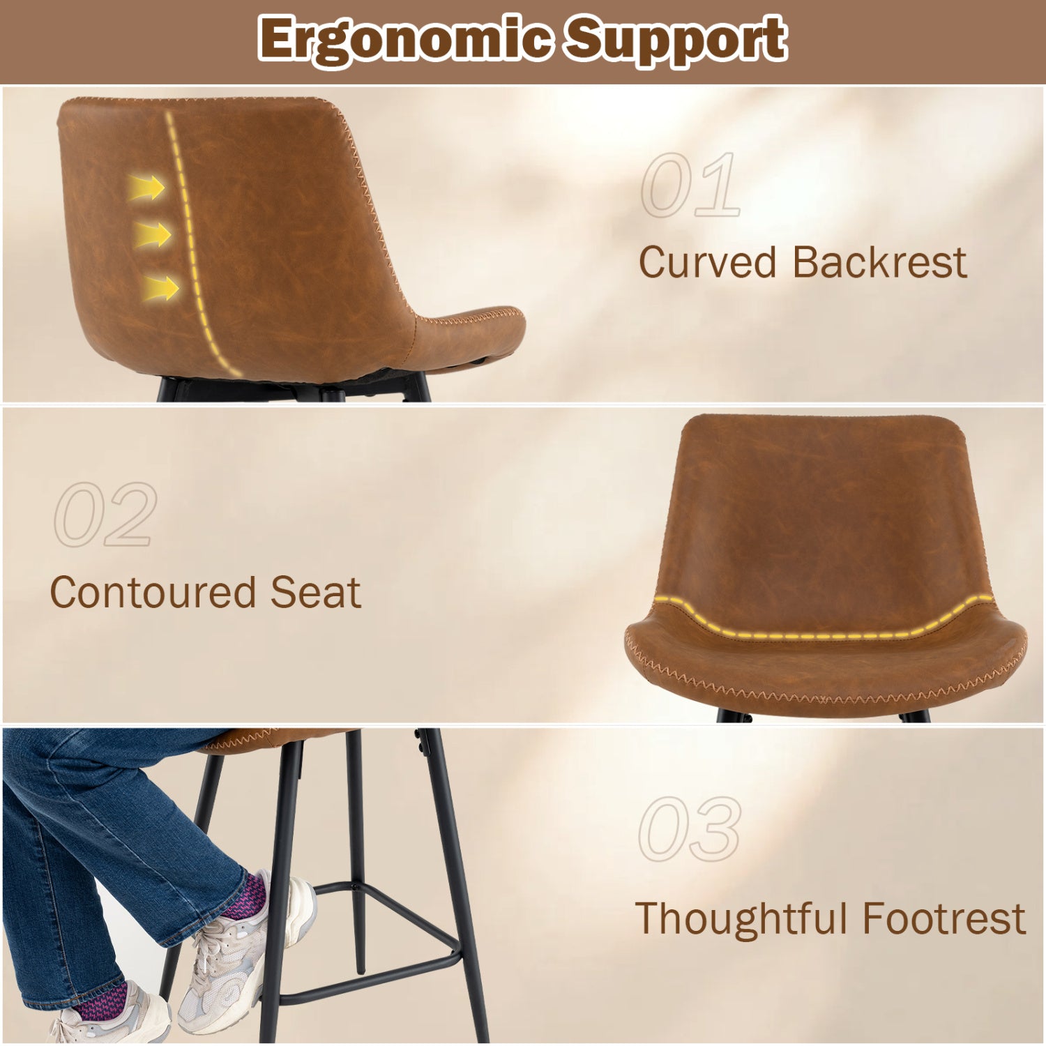 24 Inch Bar Stools Set Of 2, Brown Bar Stools at Gallery Canada