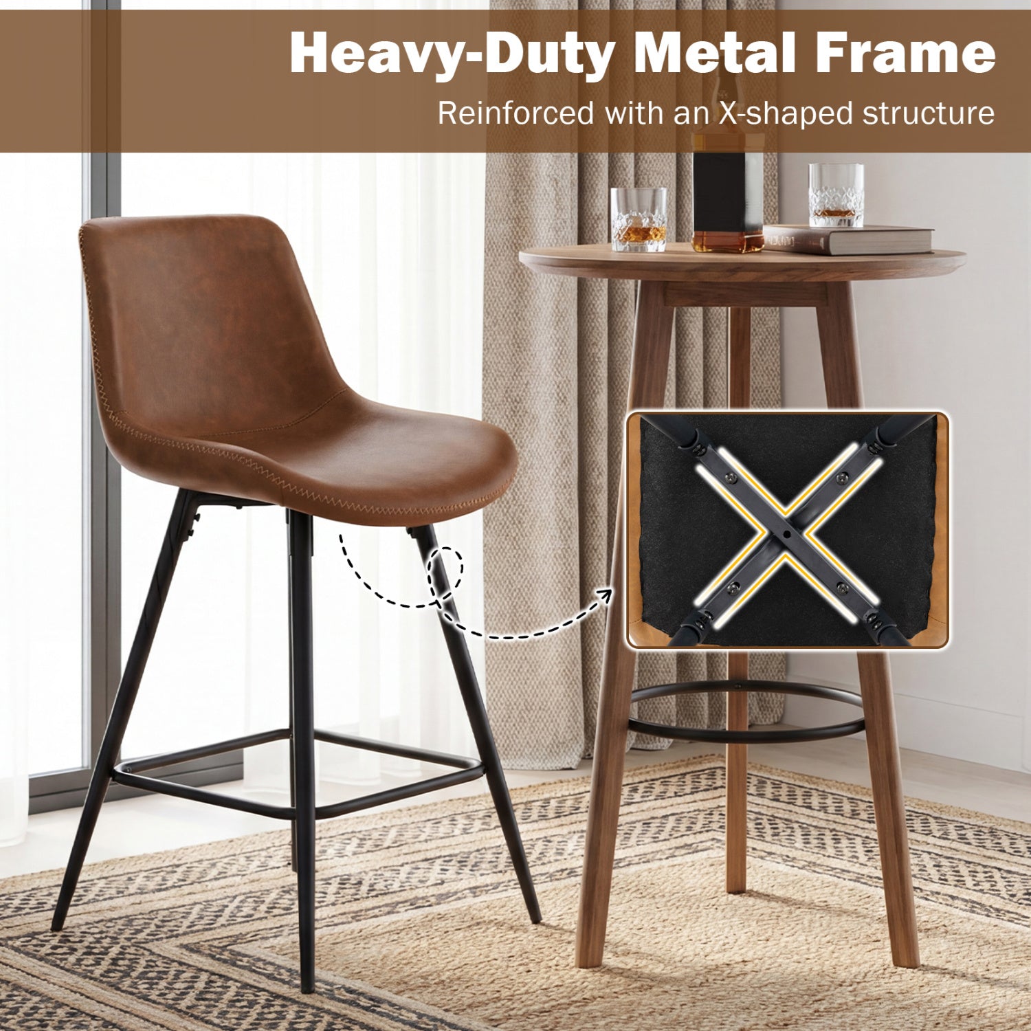 24 Inch Bar Stools Set Of 2, Brown Bar Stools at Gallery Canada