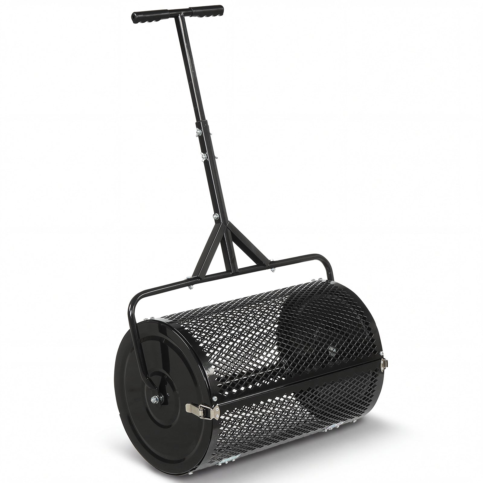 24 Inch Compost Spreader, Peat Moss Roller, Height-Adjustable Handle, Black Lawn Care Tools at Gallery Canada