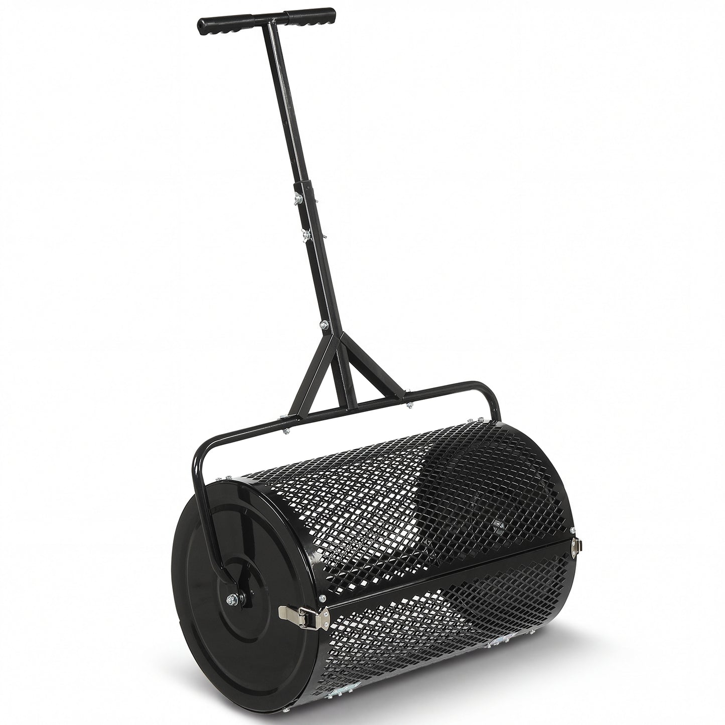 24 Inch Compost Spreader, Peat Moss Roller, Height-Adjustable Handle, Black Lawn Care Tools at Gallery Canada