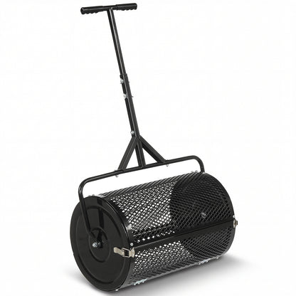 24 Inch Compost Spreader, Peat Moss Roller, Height-Adjustable Handle, Black Lawn Care Tools at Gallery Canada