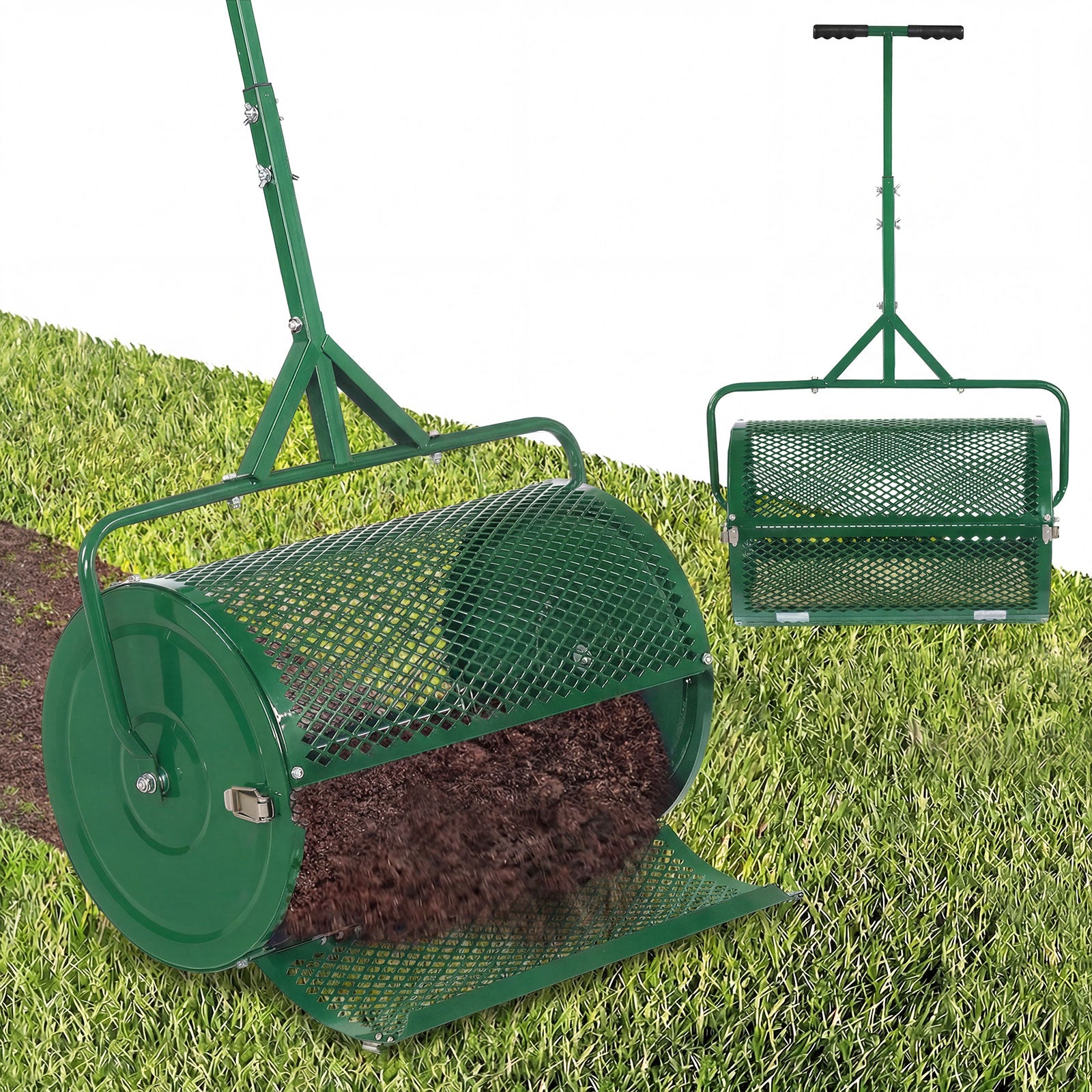 24 Inch Compost Spreader, Height-Adjustable T-Handle, Green Lawn Care Tools at Gallery Canada