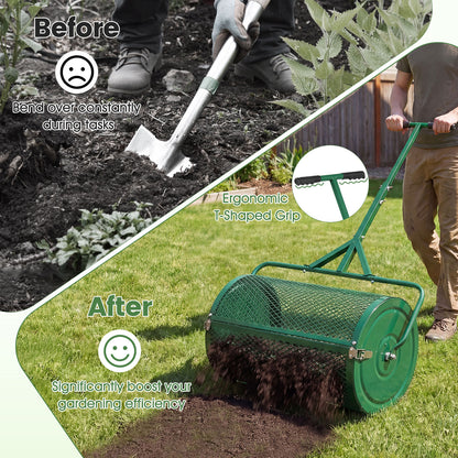 24 Inch Compost Spreader, Height-Adjustable T-Handle, Green Lawn Care Tools at Gallery Canada