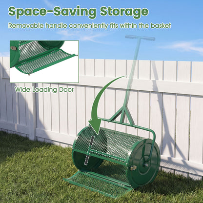 24 Inch Compost Spreader, Height-Adjustable T-Handle, Green Lawn Care Tools at Gallery Canada