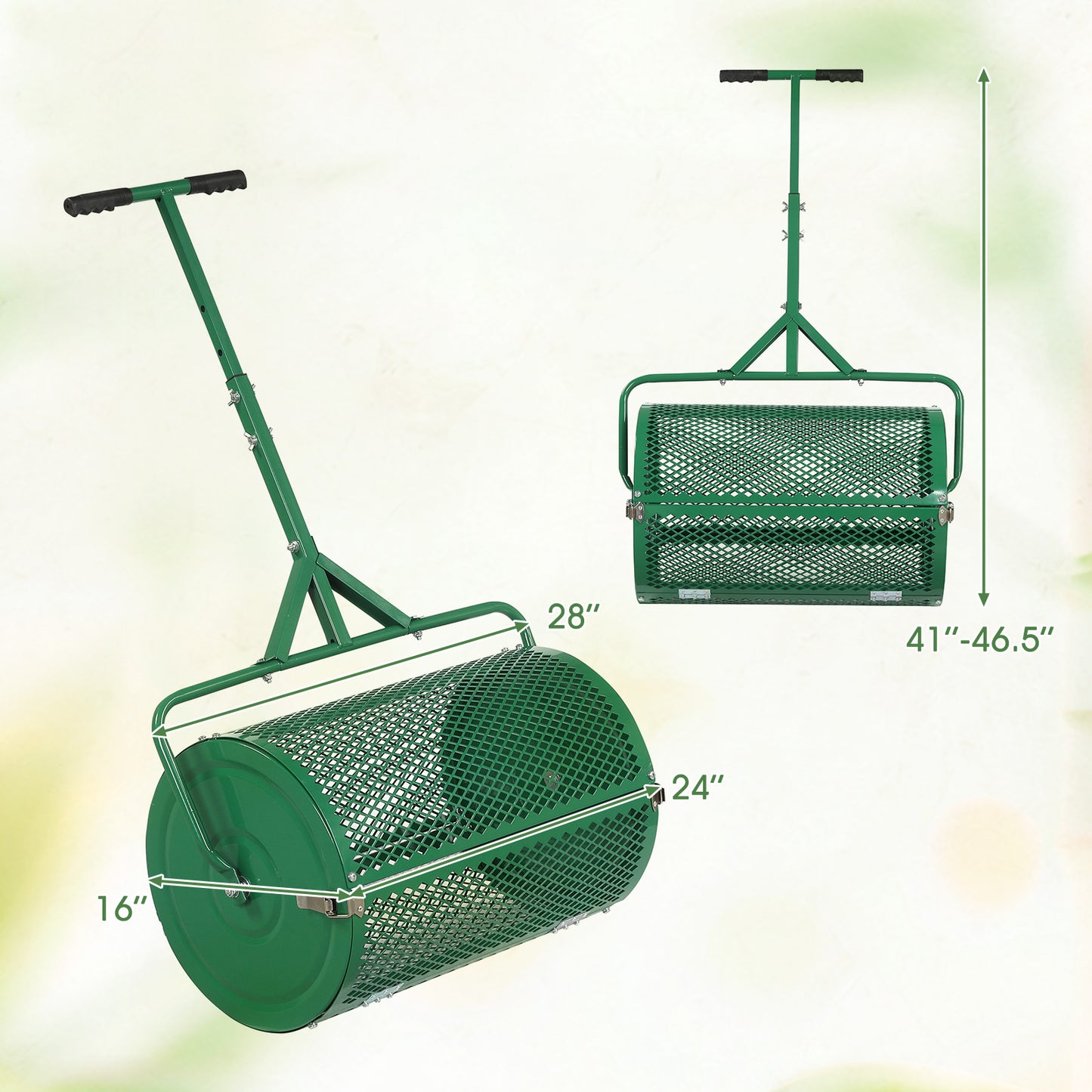 24 Inch Compost Spreader, Height-Adjustable T-Handle, Green Lawn Care Tools at Gallery Canada