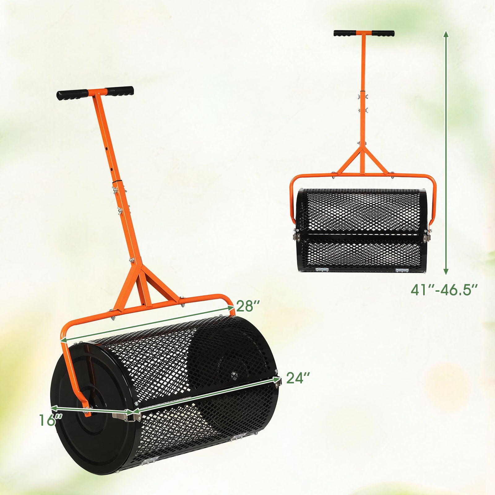 24 Inch Compost Spreader, Peat Moss Roller, Adjustable T-Handle, Orange Lawn Care Tools at Gallery Canada