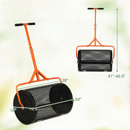 24 Inch Compost Spreader, Peat Moss Roller, Adjustable T-Handle, Orange Lawn Care Tools at Gallery Canada