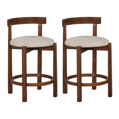 24 Inch Counter Height Bar Stools Set of 2 with Backrests and Footrests, Beige Bar Stools Beige at Gallery Canada